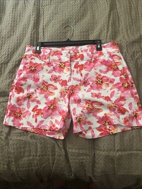 Isaac Mizrahi Pink and White Floral Bermuda Shorts